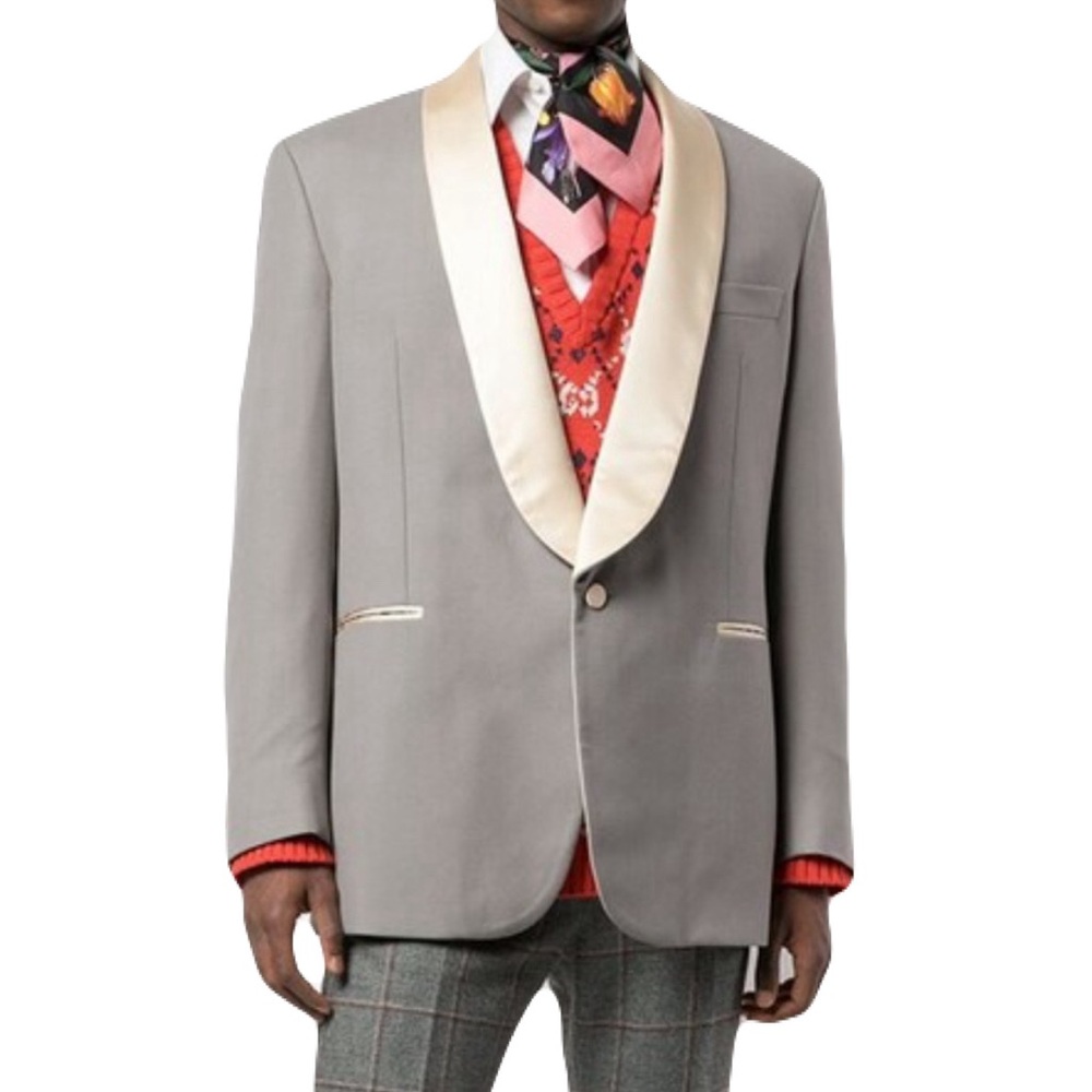 GUCCI  TUXEDO JACKET IN GREY